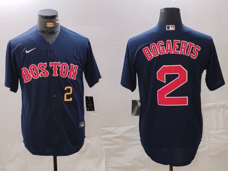 Men Boston Red Sox #2 Bogaerts Blue Game 2024 Nike MLB Jersey style 2->boston red sox->MLB Jersey